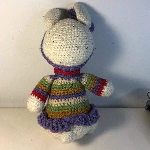 Vintage Handmade Crochet Bunny Plush W/Clothes Rabbit Easter - Picture 2 of 4